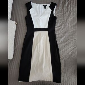 Sheath Black and Cream Dress